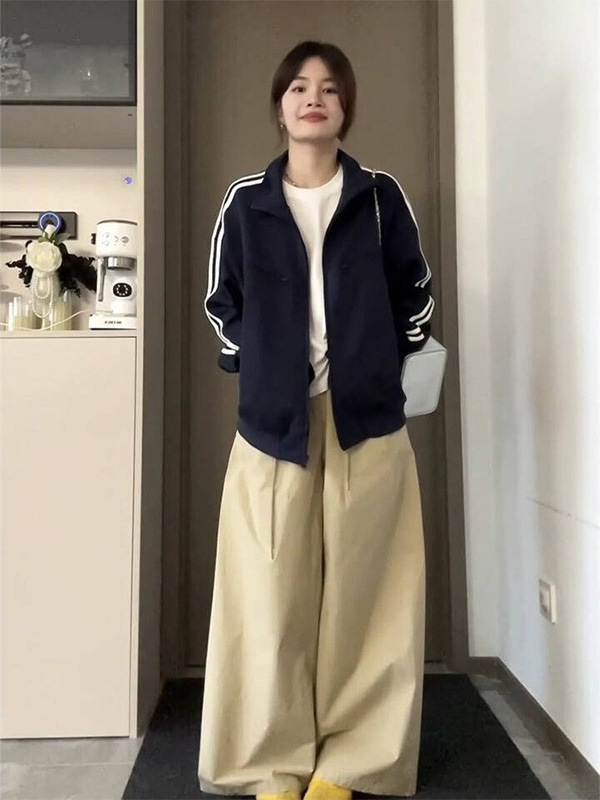 山东即墨卫衣女2025秋季新款小个子慵懒风穿搭韩系双杠外套棒球服|undefined