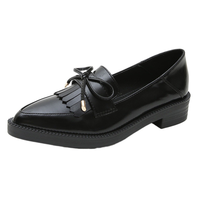 2026 New Pointed Toe Single Shoes, Small Leather Shoes for Women, Retro Thick-Soled Fleece-Lined Loafers, Large Size Women's Shoes 41 to 43