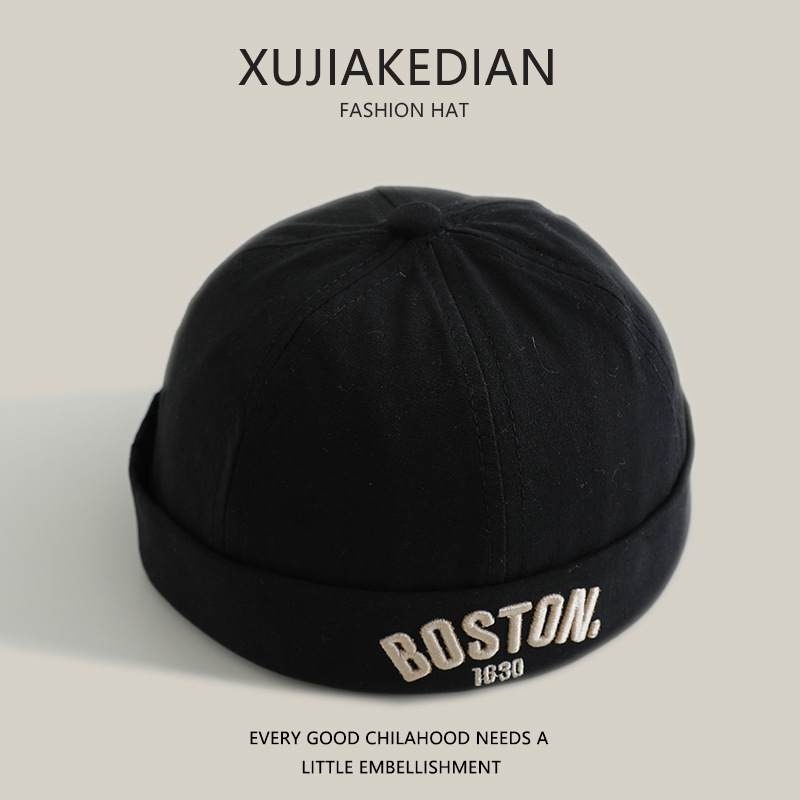 Sombreros de bebé primavera y otoño para niños primavera delgada personalidad sombrero de tierra para niños y niñas bordados letras sombrero de piel de melón bebé