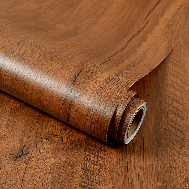 Papel pintado autoadhesivo al por mayor imitación de madera grano impermeable pegatinas armario escritorio muebles antiguos renovación color cambiante pegatinas decorativas
