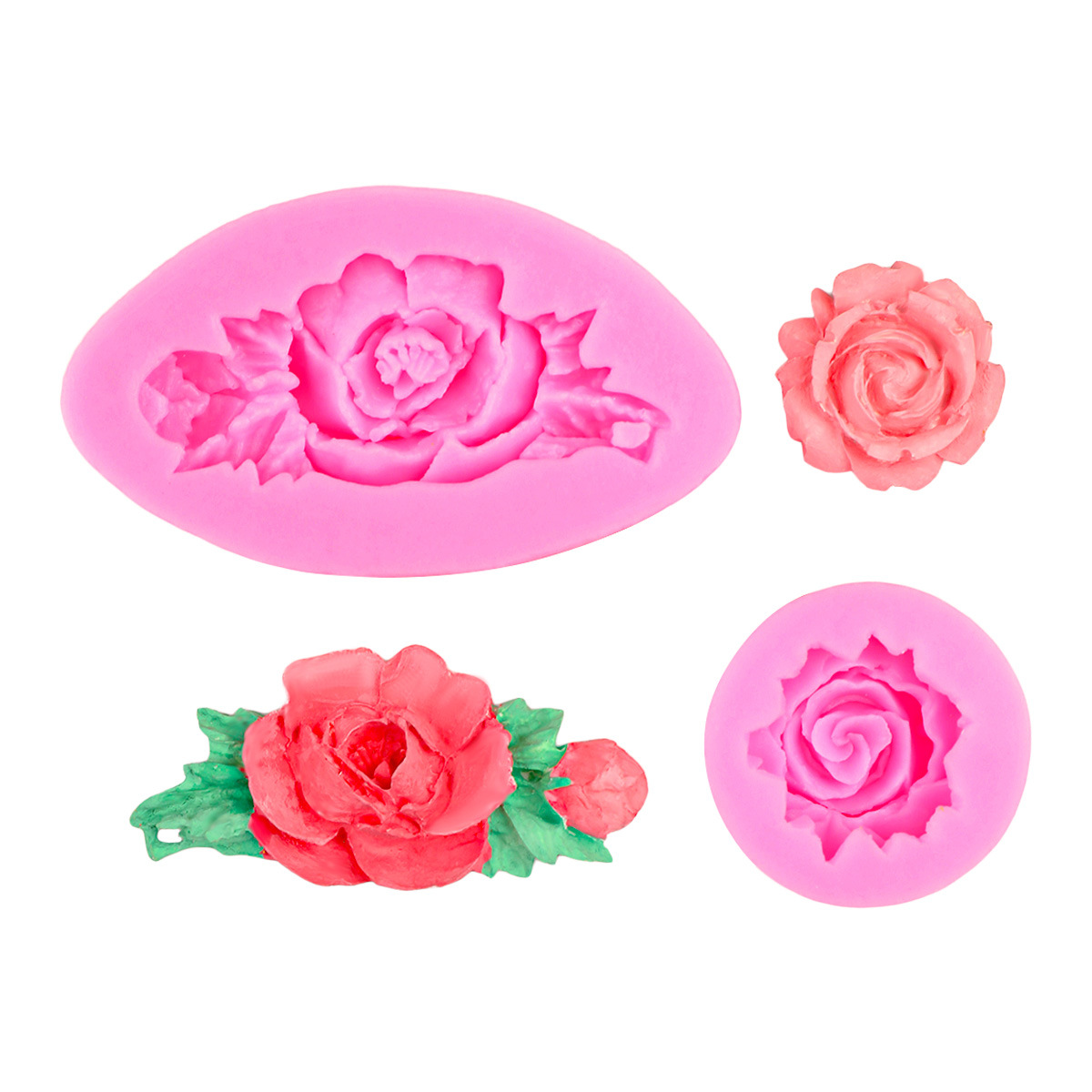 DIY Rosa pequeña flor forma de silicona suave cerámica flor molde de silicona pastel de chocolate molde de decoración para hornear
