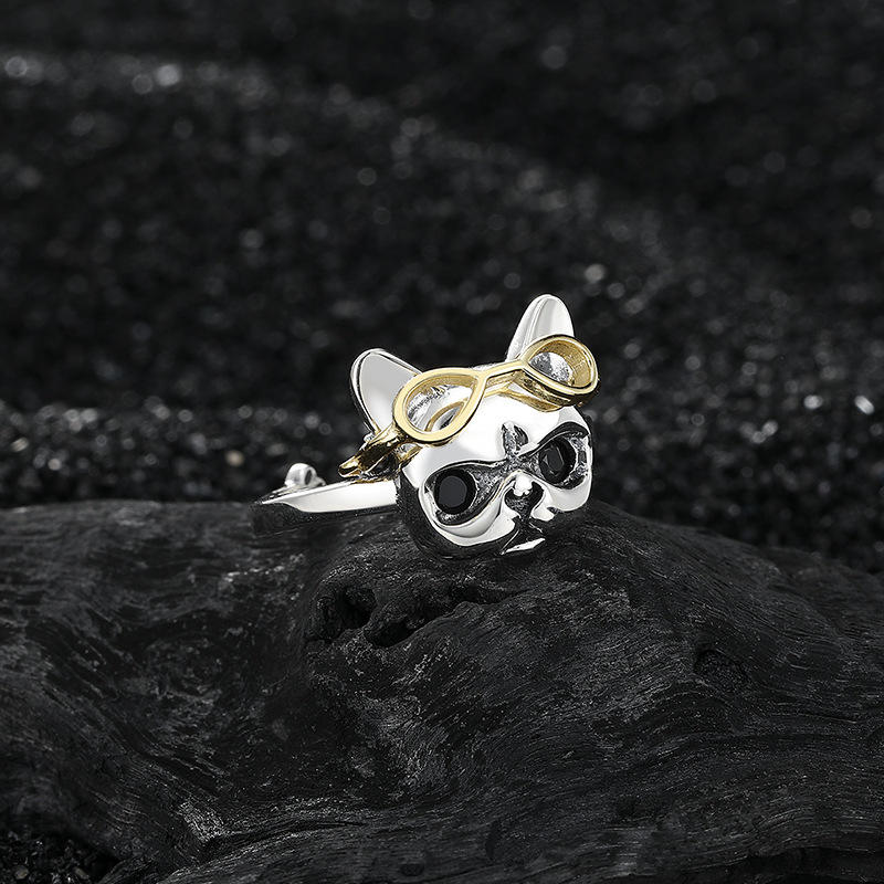 Cute Dog Sterling Silver Plating Open Rings display picture 3