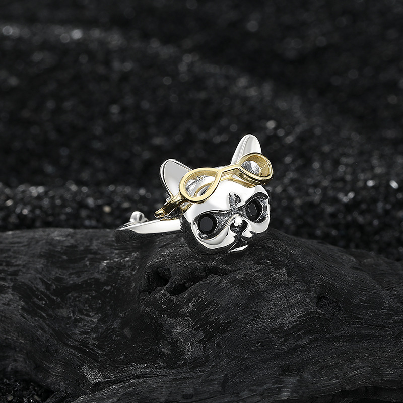 Lindo Perro Plata Esterlina Enchapado Anillos Abiertos display picture 3