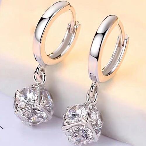 Korean Dongdaemun Daily Versatile Zircon Diamond Ball Earrings Earrings Earrings Temperament Internet Celebrity Fashion Simple Earrings Earrings for Women