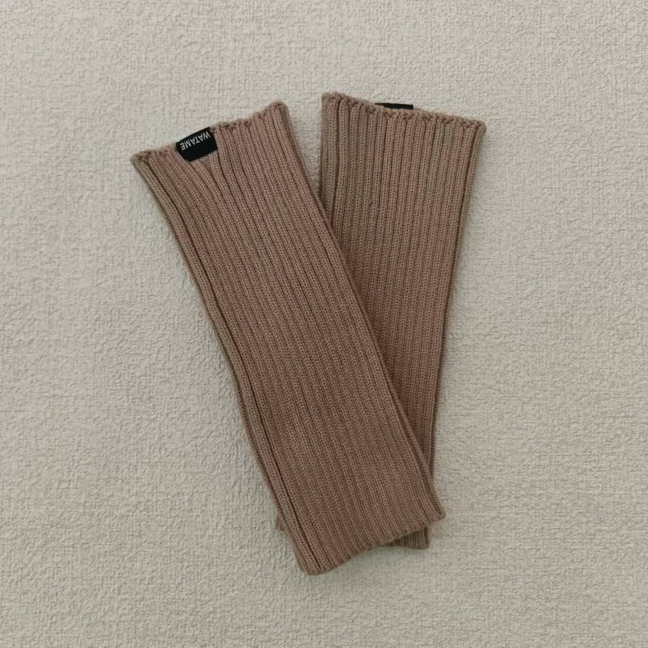 Mangas montadas al sol de imitación, medias mangas de lana de punto cálido, guantes de brazo de protección contra el frío de pantalla sin dedos elásticos de otoño e invierno para mujer