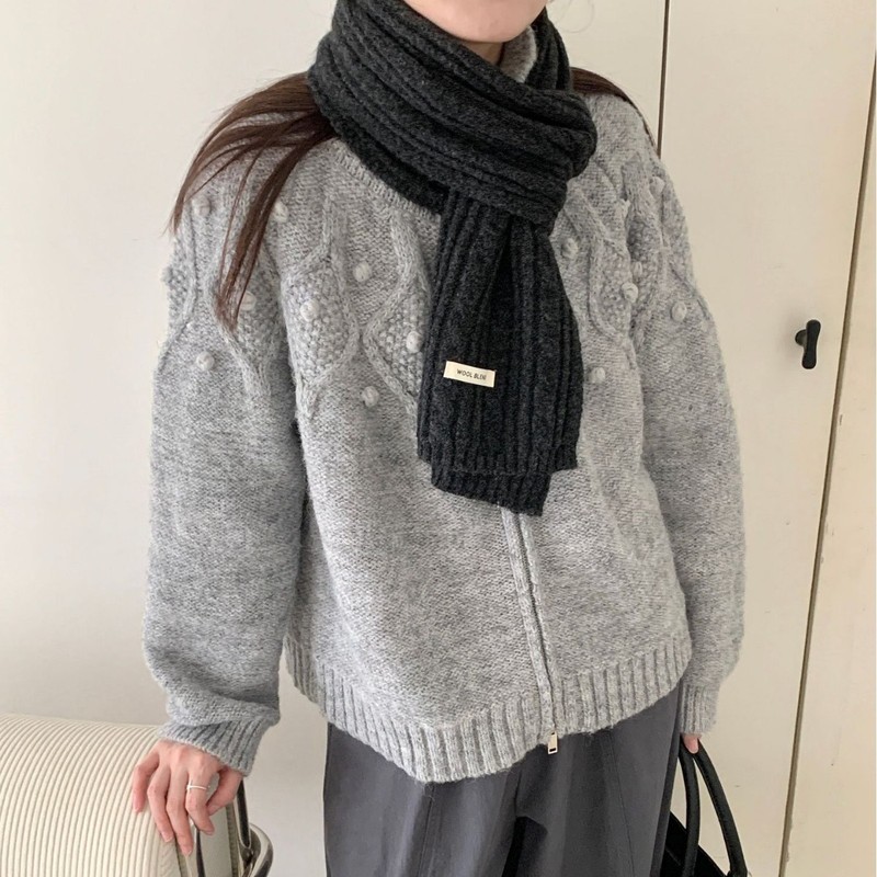 新款秋冬季女八字围巾羊毛混纺针织纯色甜美韩版百搭时尚保暖围脖|undefined