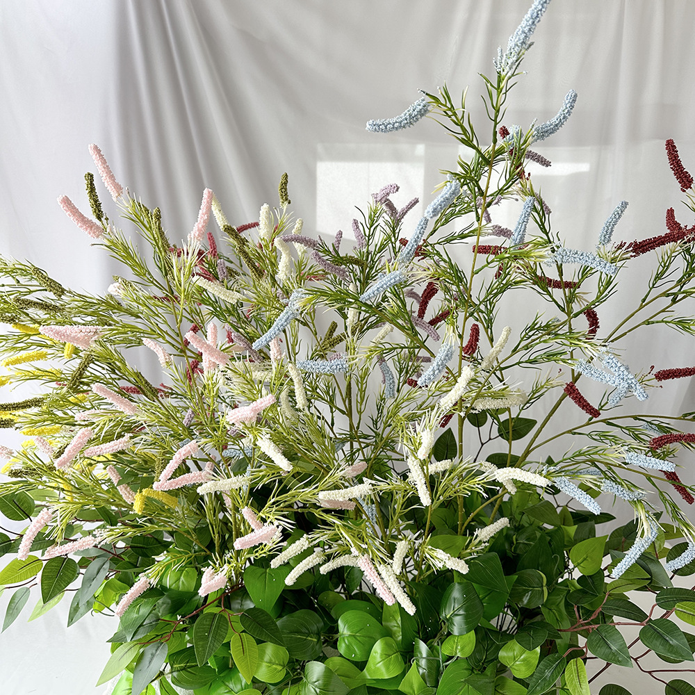 雪粉鼠尾草仿真花田园工程装饰花艺设计毛毛草塑料假花批发
