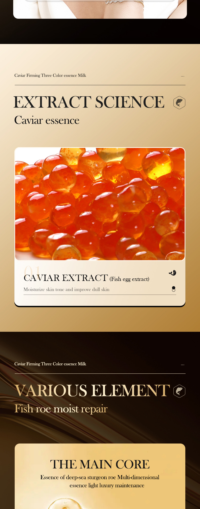 L'essence tricolore de caviar entièrement anglais hydrate, raffermit, hydrate et illumine le teint 2023_voghion.com