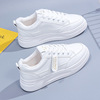 White shoes, casual footwear for leisure platform, fleece universal sneakers, 2023, trend of season, Korean style