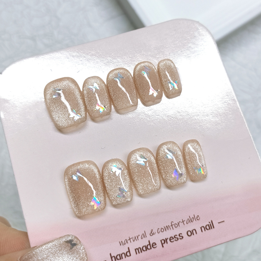 10 piezas de código de decodificación simple ojo de gato manicure parche de uñas de fototerapia estereoscópica láser manual mariposa para usar uñas