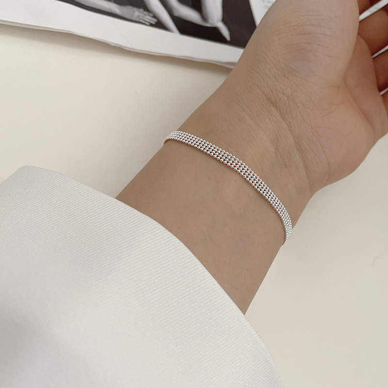 Daily Occasion Silver Material Simple Style Solid Color Silver Plating Hollow Out Bracelets 1 Piece
