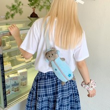 小红书同款ins新款可爱卡通撞色耳机小猫高颜值可爱斜跨学生胸包