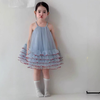 橘思女童春夏套装2026新款韩系女童连衣裙公主裙吊带蓬蓬纱裙