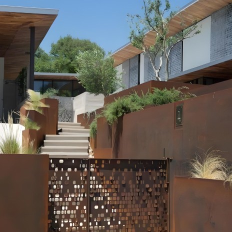 景观耐候板户外幕墙红锈色景观造型板来图来样制作SPA-H耐候钢板