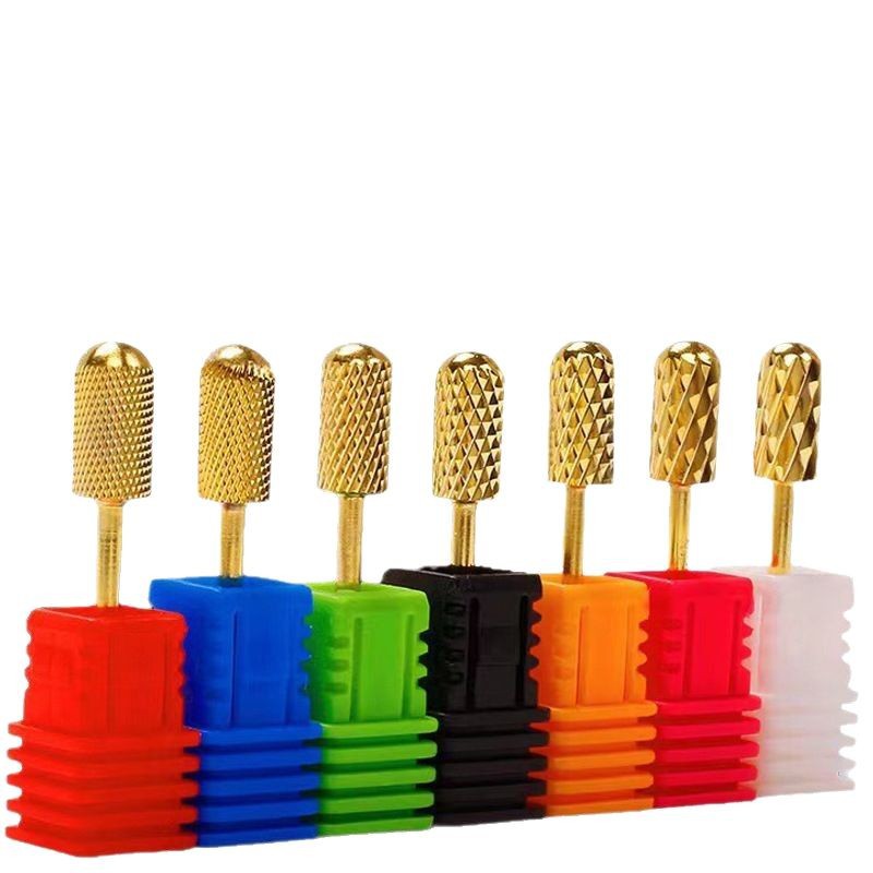 Fábrica dedicada para manicura cabeza de molienda de acero de tungsteno pulido removedor de uñas cilíndrico único oro plata cabeza de molienda de acero de tungsteno en stock