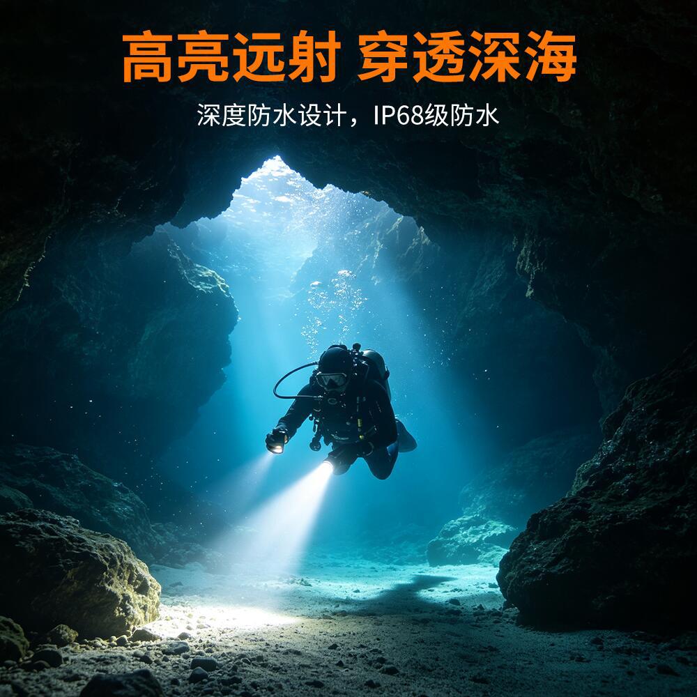 New Cross-Border Magnetic Charging Diving Flashlight with Green Laser for Underwater Guidance, Training, and Photography Lighting