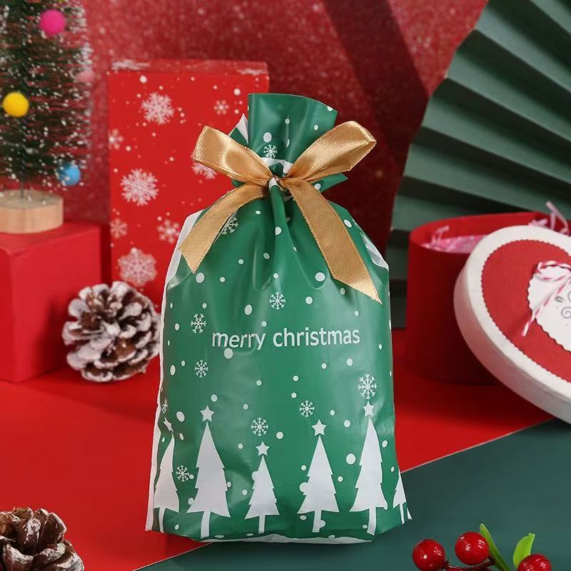 大型の新作越境ECクリスマスギフト包装袋、リボン付き巾着袋、キャンディバッグ、アップルバッグ、23cm*34cm|undefined