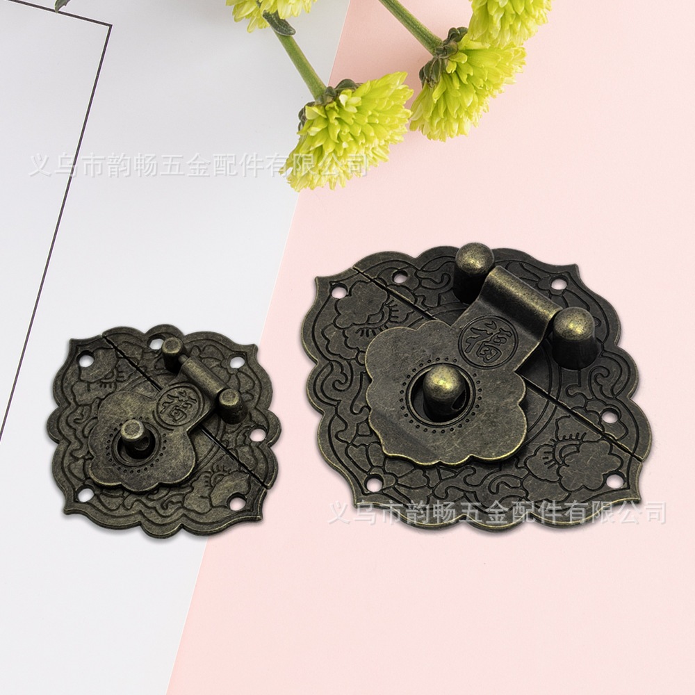 Elegant New Chinese-Style Alloy Clasp Lock for Wooden Gift Boxes, Vintage Chinese-Style Clasp Lock for Bags with the Character'Shou'