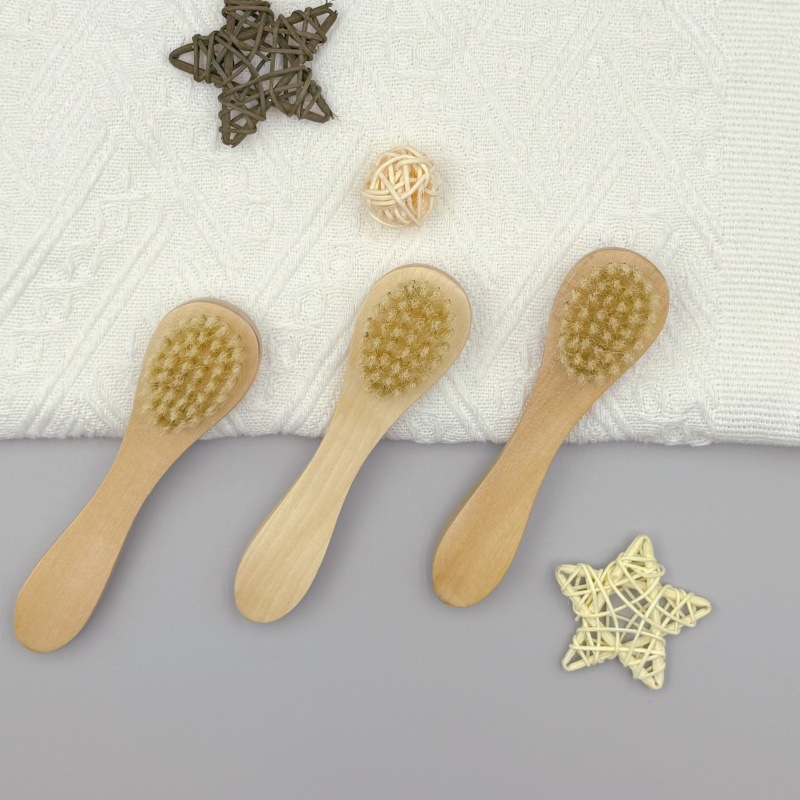 Cepillo de limpieza de cerdas de cerdo de grano cepillo de limpieza facial poros de limpieza profunda cepillo de mango corto cepillo de cara pequeña cepillo de lavar la cara cepillo de cerdas naturales