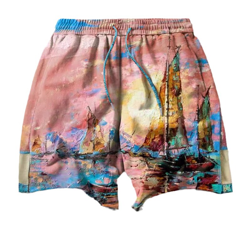 Europe and the United States cross-border 3D digital men's casual shorts men's wave graphic printing AliExpress Amazon ebay