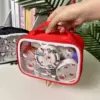 Capacious red cosmetic bag