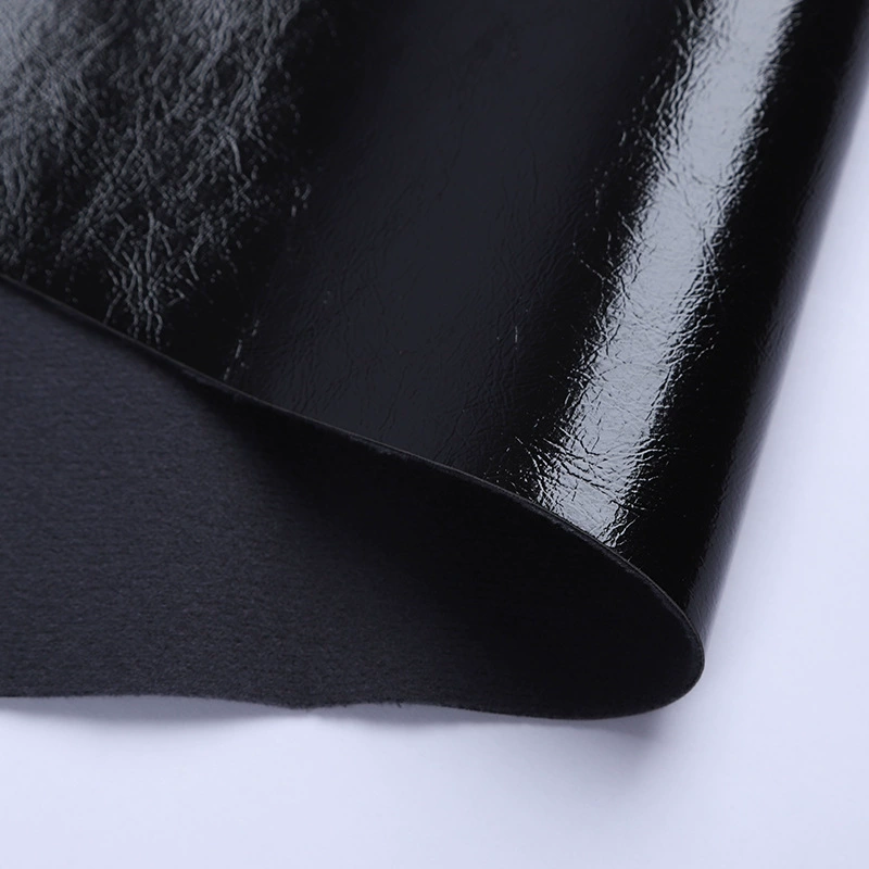 Black polyurethane glossy bag, purse, pack, material