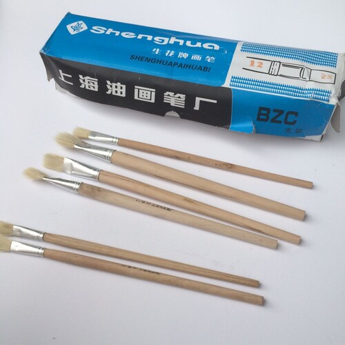 Shenghua brand white pole oil paint brush, white pole row pen, No. 1-12 row pen, bristle oil paint brush, manufacturer wholesale