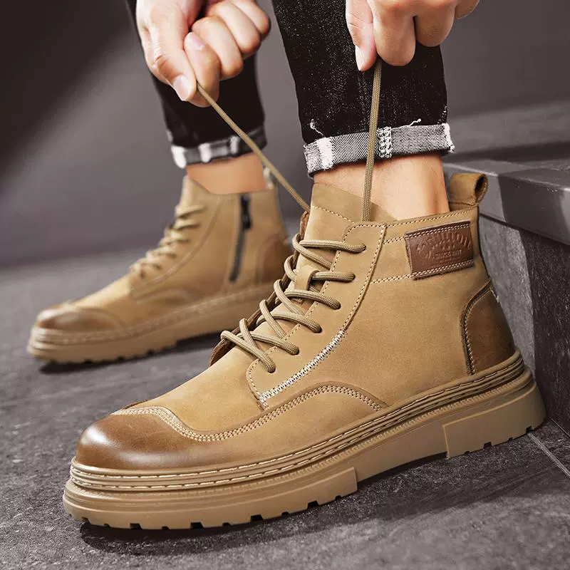 Рабочие ботинки Martens‑стиля, износостойкие, британский стиль, осень, хаки/чёрные/коричневые, 39–44