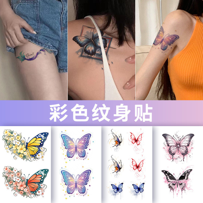 Cross-border in stock wholesale Halloween color butterfly tattoo simulation bloody scar stickers funny waterproof stickers