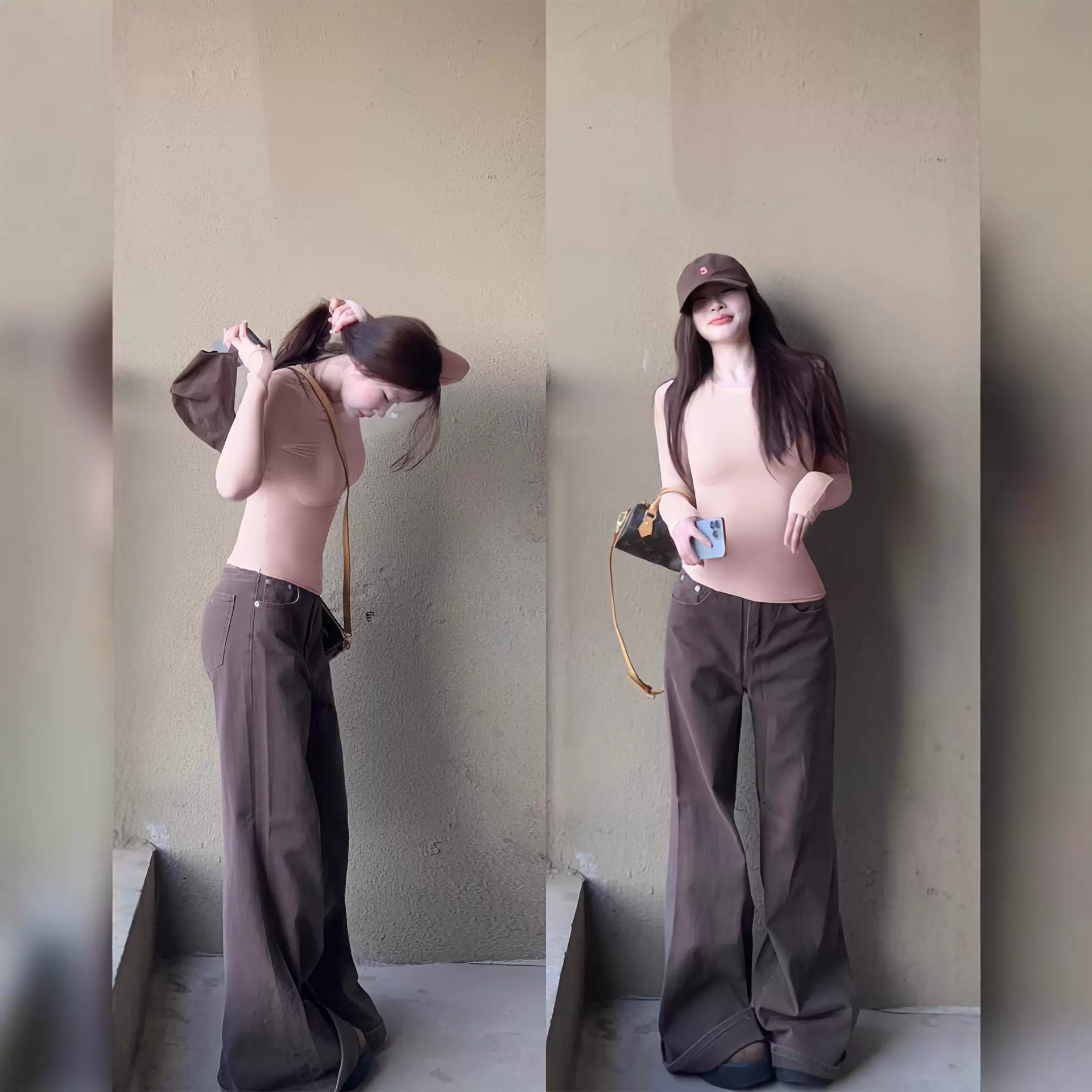 粉色修身长袖t恤2025女新款早秋韩系穿搭秋季紧身打底衫内搭上衣