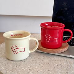ハンドル付きかわいいins风子犬セラミックカップコーヒージュースミルクカップオフィス家庭用学生セラミックカップ
