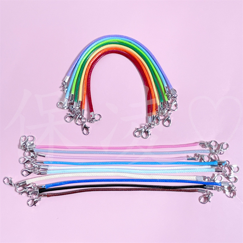 2 ミリメートルカラーワックスロープブレスレットダブルヘッドロブスタークラスプストラップ diy アクセサリーシミュレーションミニスクールバッグウォーターカップペンダントロープバックル|undefined