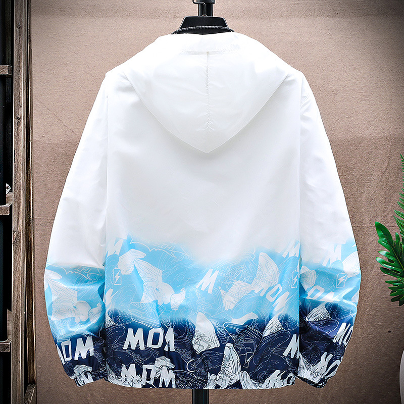 Sunscreen clothing men's lightweight ice silk jacket 2023 summer new trend printed jacket sunscreen skin jacket