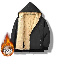 冬季新款男士羊羔絨連帽棉衣外套學生加絨棉襖青少年加厚保暖棉服