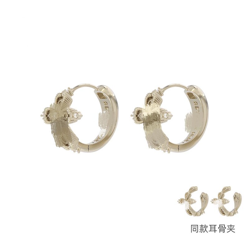 Three-Fold Jewelry in the Same Style as "Lace Shimmer" Original Zircon Cross Ring for Women, Niche Earrings, Ear Clips, Ear Buckles Three-Fold Jewelry in the Same Style as "Lace Shimmer" Original Zircon Cross Ring for Women, Niche Earrings, Ear Clips, Ear Buckles