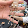 Silver needle, long shiny earrings with tassels, silver 925 sample, European style, internet celebrity, diamond encrusted