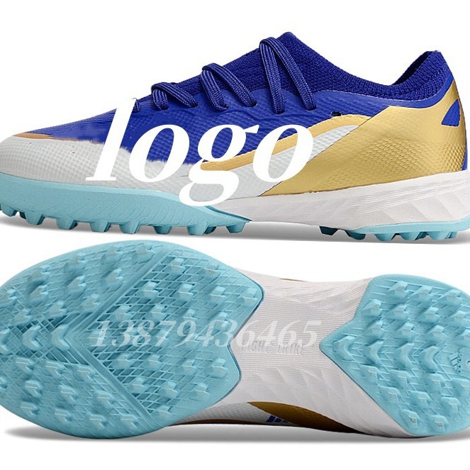 Los fabricantes de Putian venden al por mayor zapatos de fútbol de la serie X de entrenamiento verde de uñas rotas para niños y niñas de interior transfronterizos