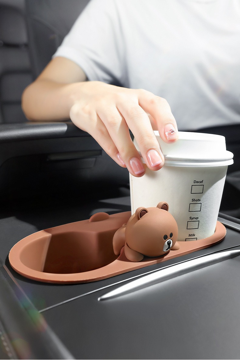 Car Water Cup Holder Suitable for Tesla Model 3/Y Accessories, Car Center Console Water Cup Mat Fixed Limiter
