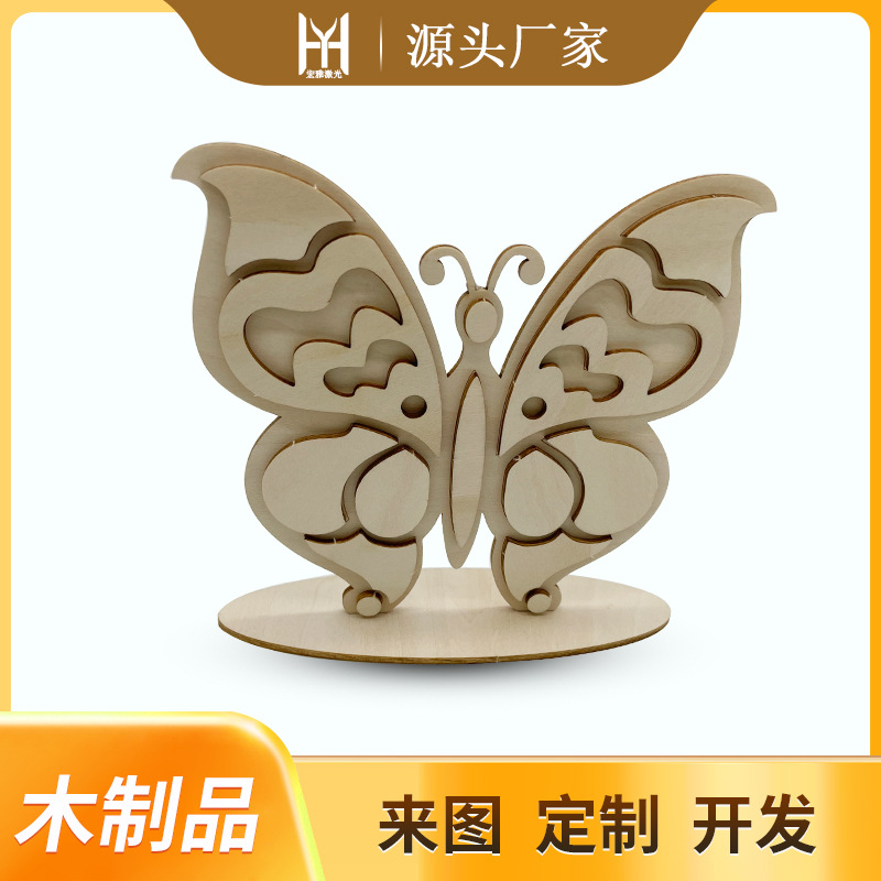 Nueva decoración de Halloween creativa transfronteriza apoyos decoración tridimensional mariposa DIY mariposa de madera pintada a mano