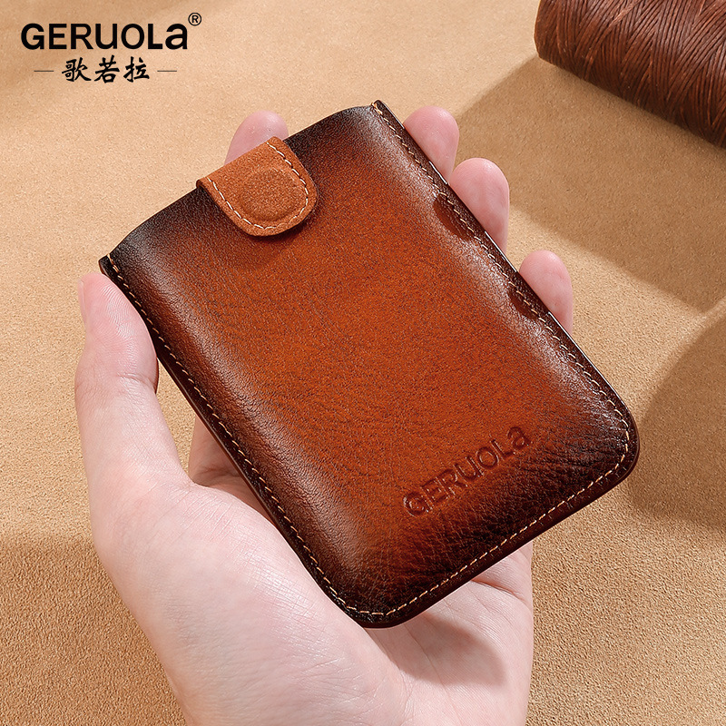 Geruola Leather Factory 2025 nuevo bolso para tarjeta de almacenamiento de cuero ultrafino para hombre, tarjeta bancaria, tarjeta de banco, tarjeta de autobús