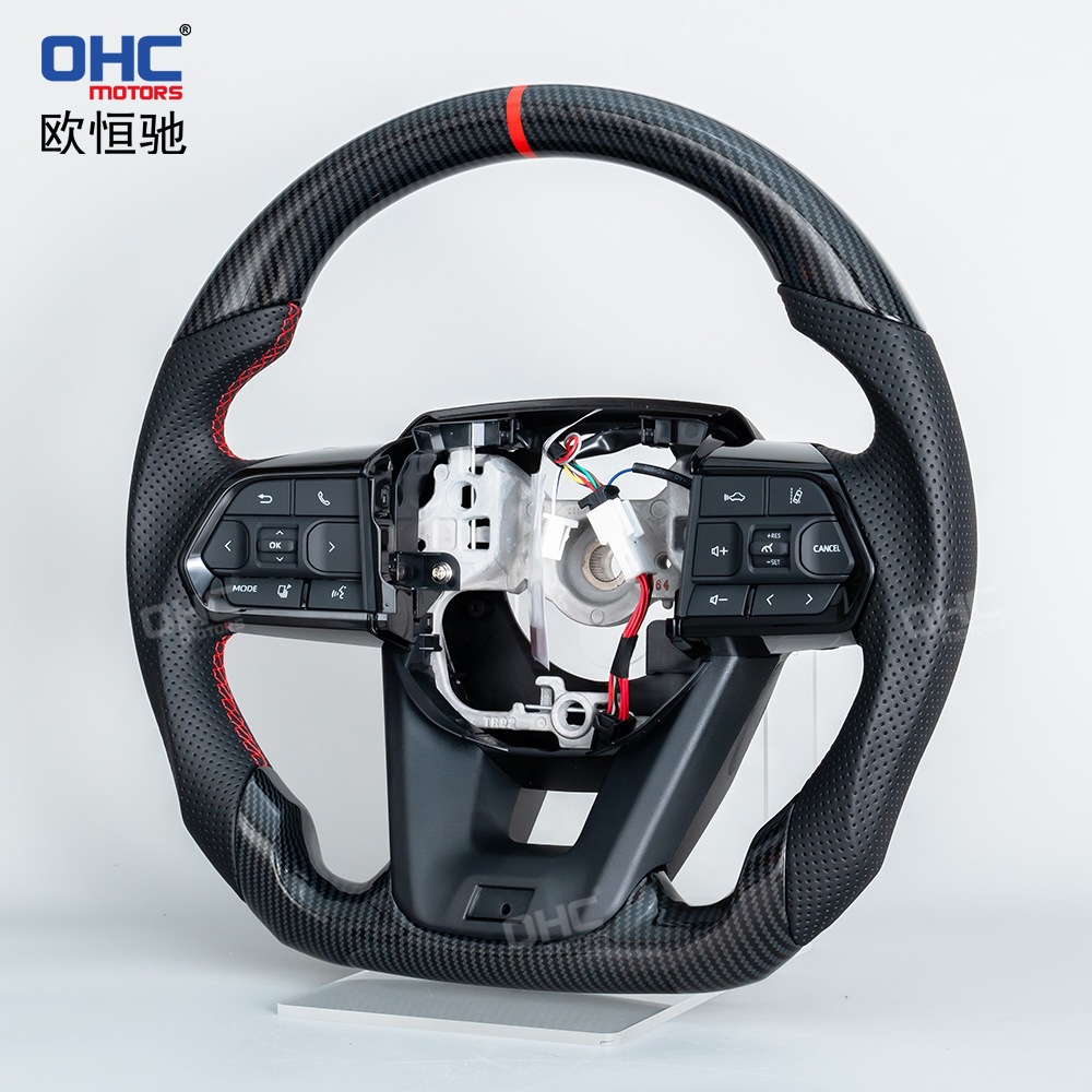 Suitable for 16-21 Models of Toyota Land Cruiser Lc200Lc300 Transfer-Printed Carbon Fiber Pattern Steering Wheel Assembly