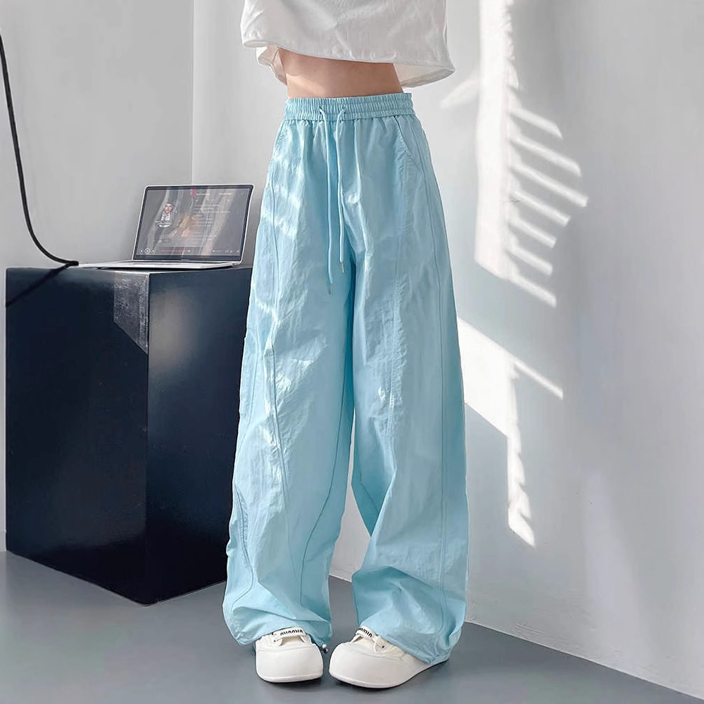 Wide-Leg Pants for Women, Summer Dopamine, Plus Size, Loose Fit, Slimming Casual Pants, High-Waisted Drapey Sports Pants 100kg