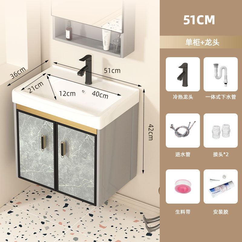 Baño de baño espacio gabinete de baño de aleación de aluminio impermeable a prueba de agua humedad lavabo resistente a la corrosión lavabo balcón cerámica