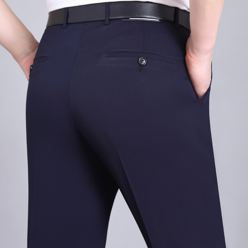 2025 verano nuevo estilo pantalones de hombre, cintura alta fina, pantalones de negocios rectos sueltos, pantalones de papá de mediana edad y ancianos image 8