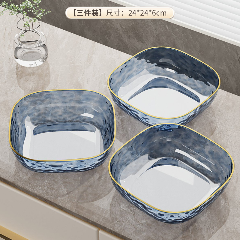 水波模様のフルーツプレート、リビングルームのコーヒーテーブル用、軽食やスナックプレート、透明で金縁の高級感のある大容量キャンディプレート、軽やかな高級感|undefined