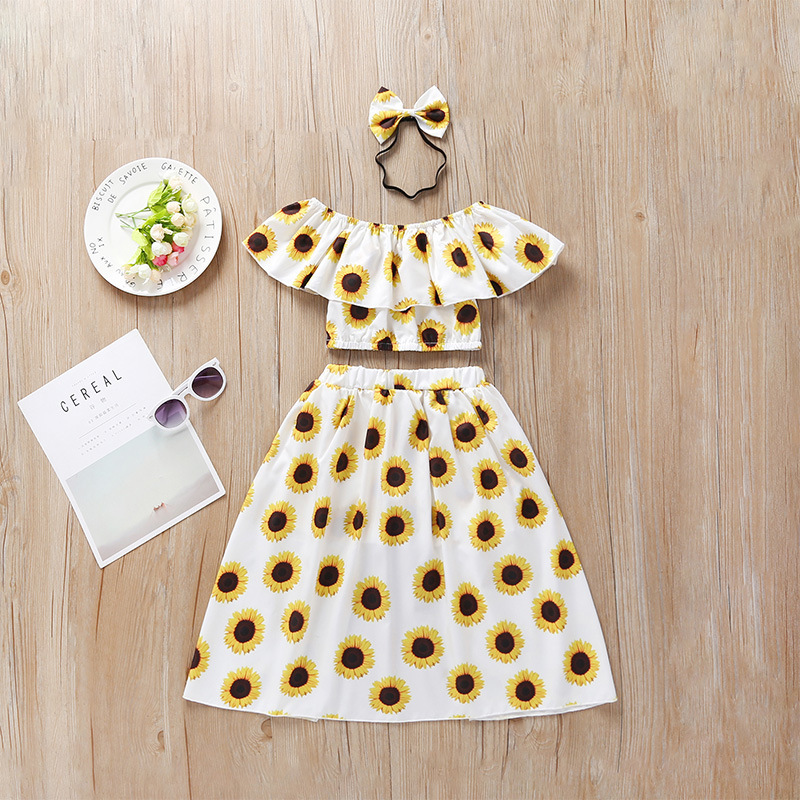 Wholesale Children's Print Sunflower Skirt Two-piece Nihaojewelry display picture 2