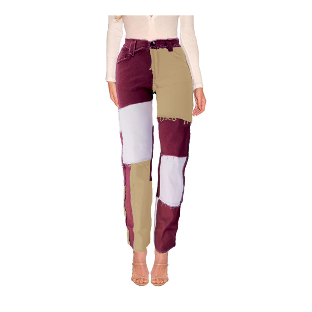 Damjeans med hög midja oregelbunden stil höst vinter_voghion.com