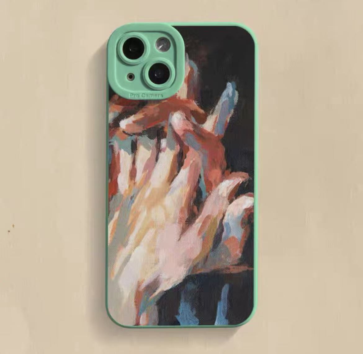 Ojo de ángel-verde-pintura al óleo de la mano