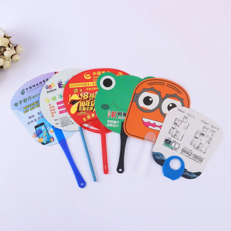 Оптовая продажа pp пластиковый рекламный вентилятор на заказ школьный бизнес-пропагандистская группа мультяшный вентилятор рекламный вентилятор на заказ Логотип