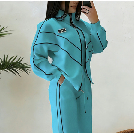 Sports Suit Cross-Border Spring and Autumn New Style Jacket Paired with Casual Trousers, Stylish Two-Piece Set
